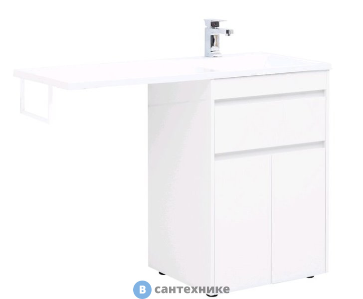 Тумба под раковину Aquanet Токио 58 напольная 1 ящик 2 фасада белый глянец (237745)