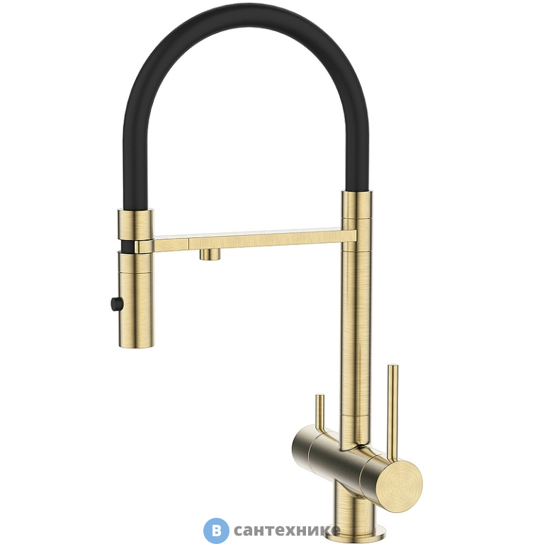 Смеситель IDDIS Ace ACEMGFFi05 для кухни с фильтром и гибким изливом, матовое золото