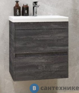 картинка Тумба под раковину Art & MAX FAMILY-M Family-M-500-2C-SO-IS подвесная с двумя выкатными ящиками, Iron Stone, 500x350x550