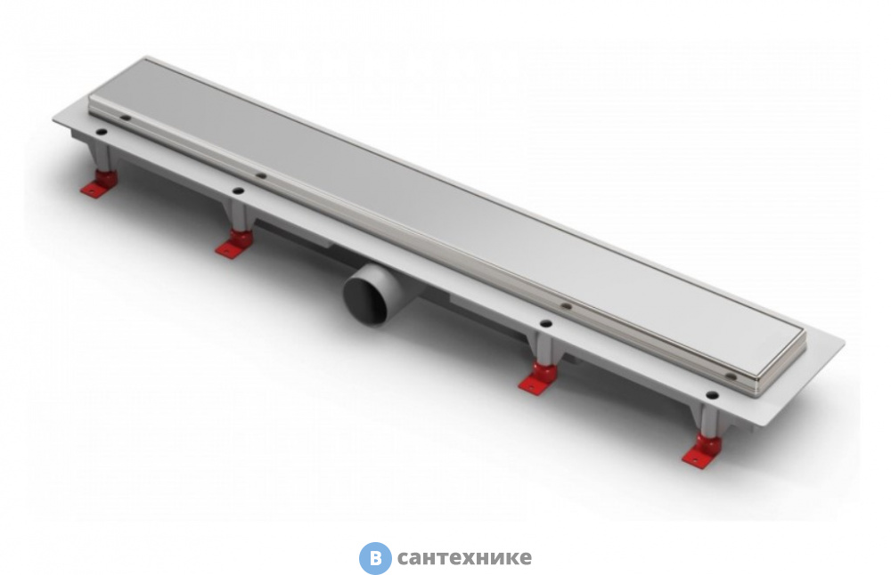 Водоотводящий пластиковый желоб AZARIO D40 (боковой слив) c рамкой из нерж. стали, с решеткой Klasik 750 мм (AZ-CH 750 KN)