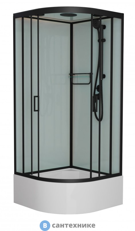 Душевая кабина Frank F400/1 М  Black средний поддон матовое стекло