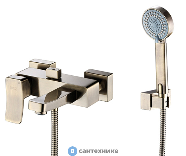 Смеситель WasserKRAFT Exter 1601 для ванны с коротким изливом латунь, покрытие «светлая бронза»