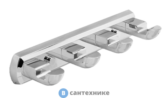 Кронштейн настенный WasserKRAFT Kammel K-8374, 4 крючка металл, хромоникелевое покрытие