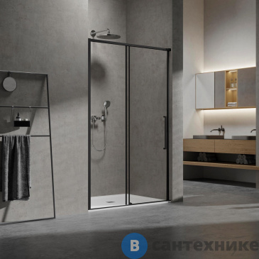 картинка Душевая дверь Vincea Slim VDS-6SL130CLB, 1300, черный, стекло прозрачное