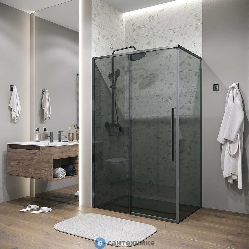 Душевое ограждение Grossman Galaxy (120х100х195) раздвижная, графит сатин, стекло тонированное (120.K33.01.1210.42.10)