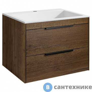 картинка Тумба под раковину Vincea Chiara 2D 600 подвесная, 2 выкатных ящика soft-close, T.Oak (VMC-2C2600TO)