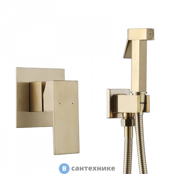 Смеситель ABBER Daheim AF8225G с гигиеническим душем, золото матовое