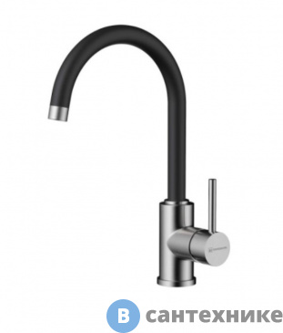 картинка Смеситель OMOIKIRI Shinagawa-BN-BL нержавеющая сталь/черный (4994252)