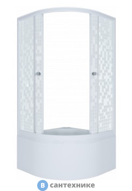 Душевой уголок Тритон Стандарт 90*90 Б 1/4 круга, глуб. подд., Аква, Мозаика, Белый (DK93_2)