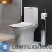 Унитаз напольный Grossman Classic GR-4464SQ-K26 (640х355х795) безободковый, белый с тонкой крышкой, микролифт, смыв торнадо