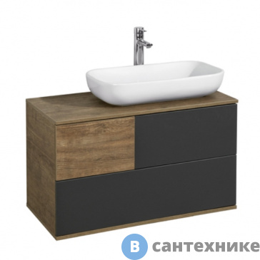 картинка Тумба с раковиной Акватон Терра 85 Дуб кантри/антрацит/ Мила (1A2472K1TEKA0)
