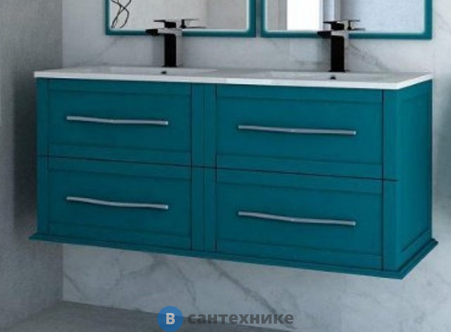 Тумба под раковину Cezares TIFFANY 54956 с 4-мя выдвижными ящиками, Blu Petrolio, 120x46x55