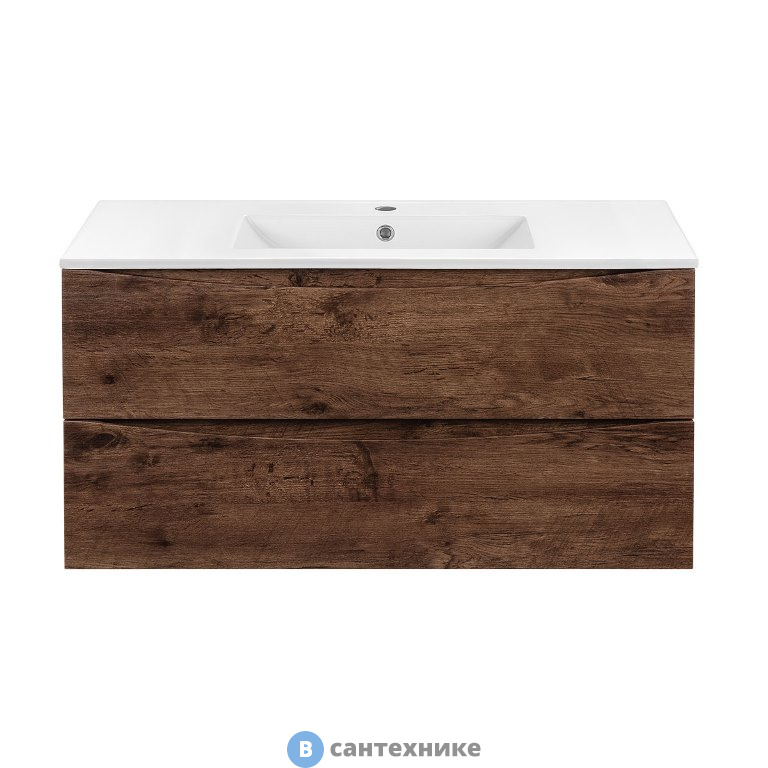 Тумба под раковину Vincea Mia 1000 подвесная, 2 выкатных ящика soft close, R. Wood (VMC-2MC100RW)