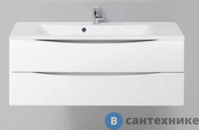 картинка Тумба под раковину BelBagno 120 см MARINO-1200-2C-SO-BL-P подвесная с двумя выкатными ящиками Bianco Lucido