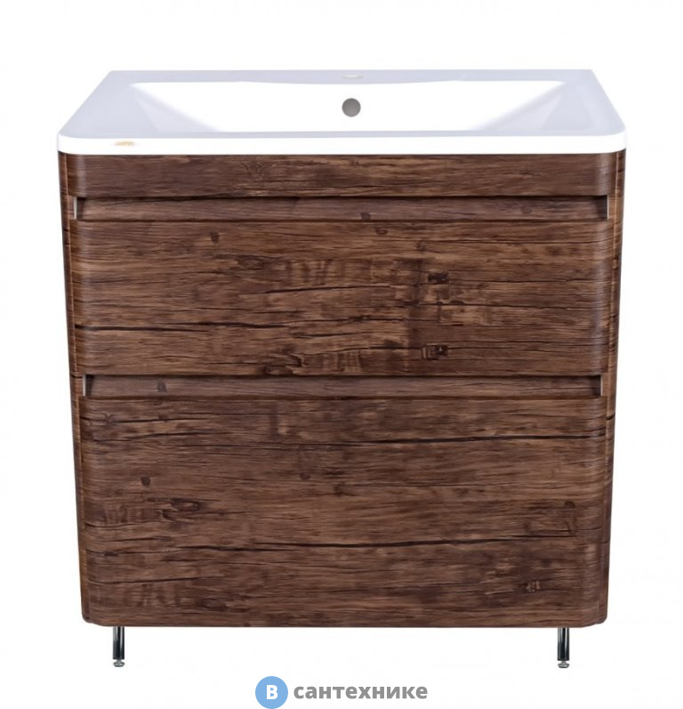 Тумба под раковину Style line Атлантика 80, Люкс старое дерево, напольная PLUS (2000949224497)