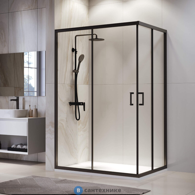 Душевой уголок RGW PA-246-B 80*120*195 чёрный/ прозрачное (030824682-14), без поддона