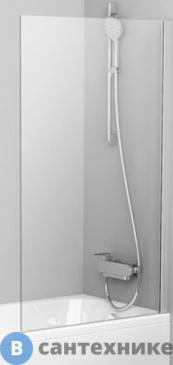 картинка Шторка для ванны Ravak Pivot PVS1-80 блестящая + Транспарент (79840C00Z1)