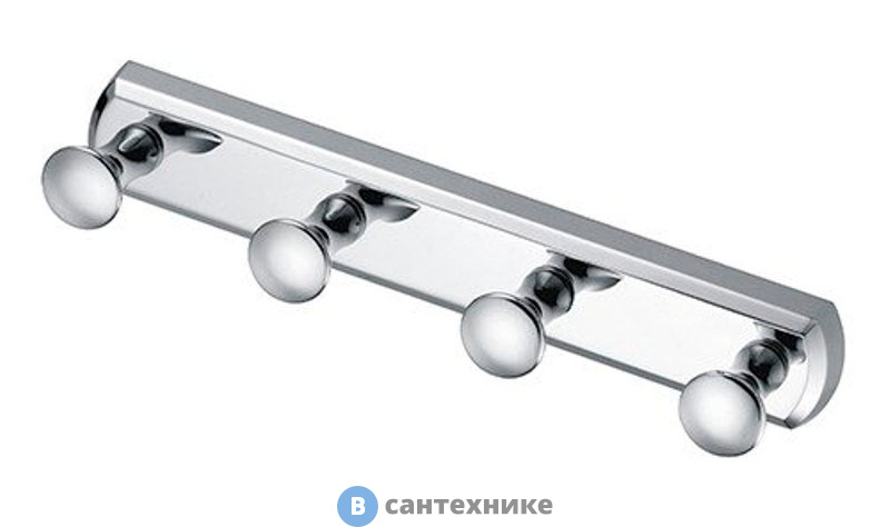 Кронштейн настенный WasserKRAFT K-1074 4 крючка металл, хромоникелевое покрытие