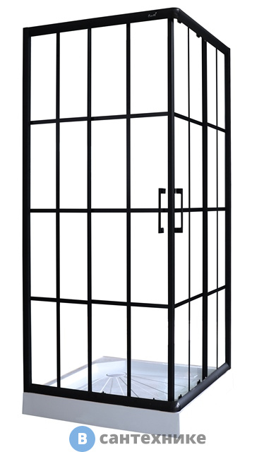 Душевой уголок Cerutti MUZA90 (90x90x195) стекло прозрачное, профиль алюминиевый черный, без поддона