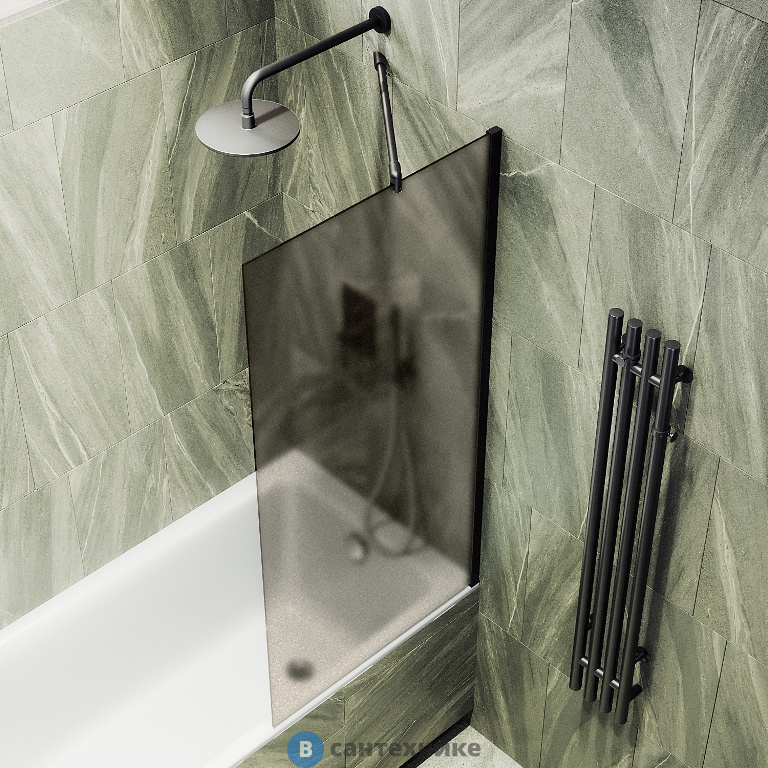 Шторка для ванны в профиле MaybahGlass 1400*700 Стекло 8 мм Бронза матовая (MGV-75-6ш)