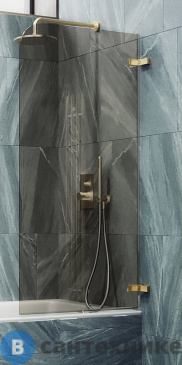 картинка Шторка для ванны поворотная на петлях MaybahGlass 1400*705 Стекло 6 мм Бронза (MGV-651-3)