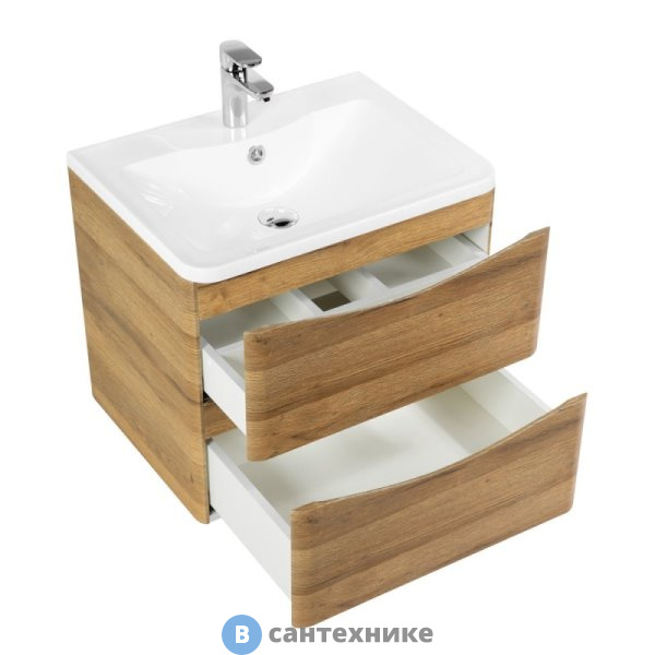 Тумба под раковину BelBagno ACQUA ACQUA-600-2C-SO-RR подвесная с двумя выкатными ящиками, Rovere Rustico, 600x450x500