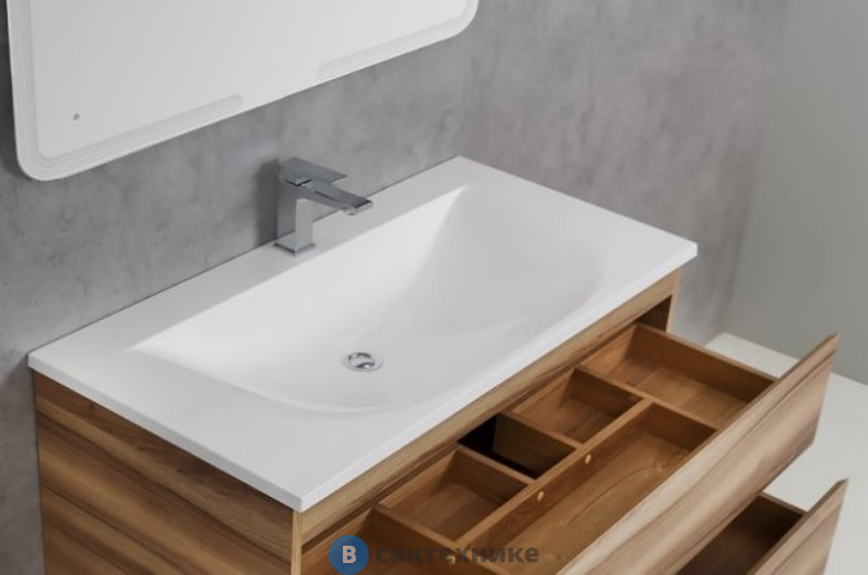 Раковина Cezares из литьевого мрамора CEZ1000/500-LV-MR Bianco (100x50x15)