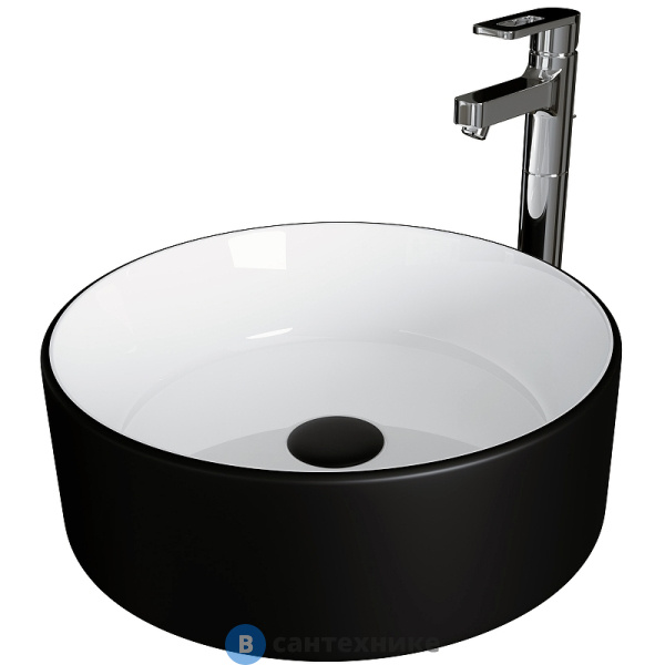 Раковина Grossman GR-4040BW (360*360*115) чёрная, белая внутри