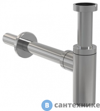 картинка Сифон AlcaPLAST для умывальника DN32 DESIGN цельнометаллический, круглый (A400)