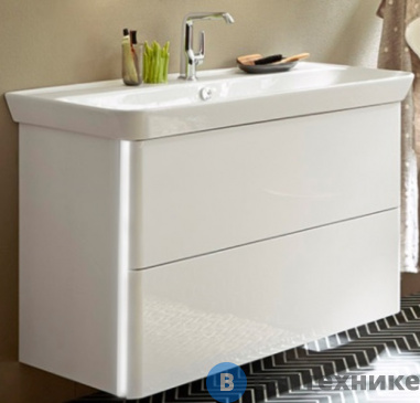 картинка Тумба Burgbad Iveo подвесная с умывальником с 1 отв под смес. 1000х492х721 мм. 2 выдв ящика, сифон в компл. подсветка тумб F2833 белый глянц (SFEY100F2833G0169C0001*1)