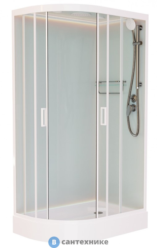 Душевая кабина Frank F418R М White правосторонняя низкий поддон матовое стекло