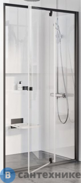 картинка Душевая дверь Ravak Pivot PDOP2-100 черный + транспарент (03GA0300Z1)