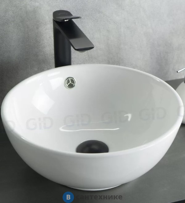Раковина накладная GID-ceramic N9002 белый (385х385х150)