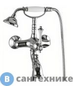Смеситель Cezares MARGOT-VDM-01-Bi для ванны с ручным душем, хром, ручка белая