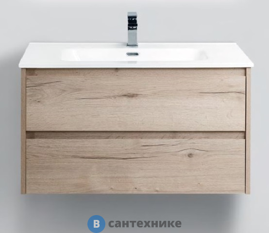 Тумба под раковину BelBagno 91 см KRAFT-900-2C-SO-RGB подвесная с двумя выкатными ящиками, Rovere Galifax Bianco