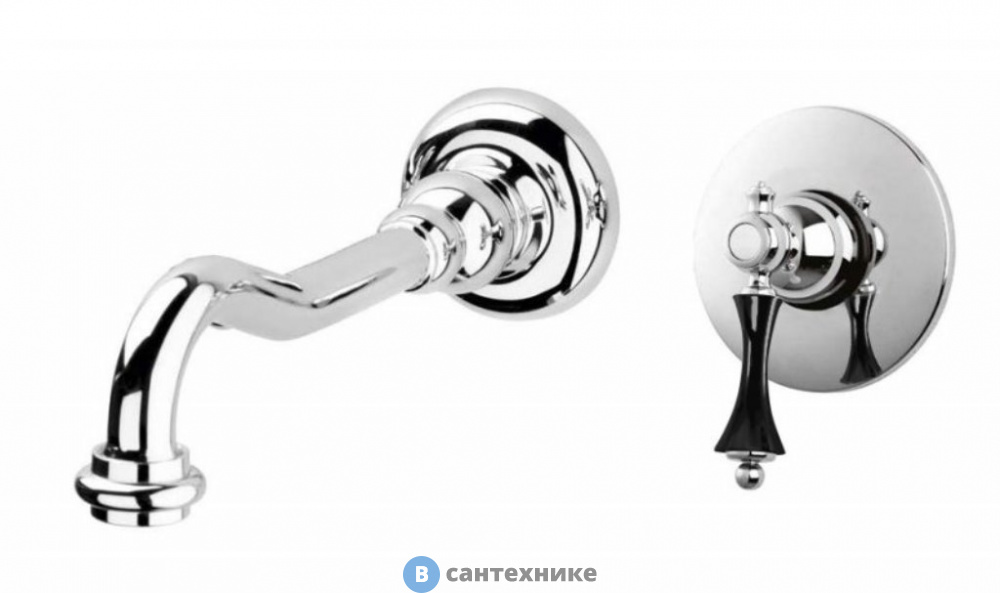 Смеситель Cezares MARGOT-BLS1-01-N встраиваемый однорычажный для раковины, хром, ручки черные