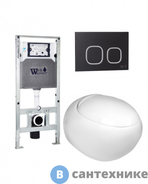 картинка Унитаз с инсталляцией WELTWASSER и кнопкой смыва (AMBERG 506 ST + JECKENBACH 004 GL-WT + AMBERG RD-BL)