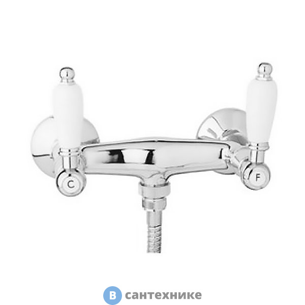 Смеситель Cezares FIRST-DS-01-Bi для душа, хром, ручки белые