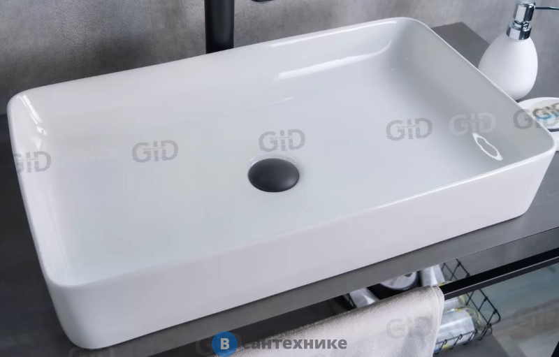Раковина накладная GID-ceramic N9396 белый (600х340х110)