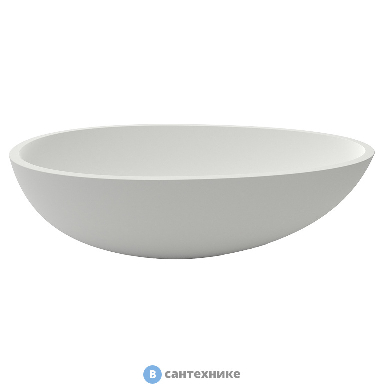 Раковина AZARIO AZ-1216S накладная из искусственного камня белая матовая, с белым матовым донным клапаном, 650x400x200 мм