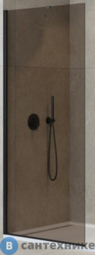 картинка Душевая перегородка Cezares LIBERTA-L-1-TB-120-BR-NERO универсальная с односторонним входом, стекло бронза, профиль чёрный, 1200x1950 мм