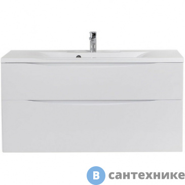 картинка Тумба под раковину BelBagno MARINO-H60 1200x450x600 подвесная с двумя выкатными ящиками, Bianco Lucido, MARINO-H60-1200-2C-SO-BL-P