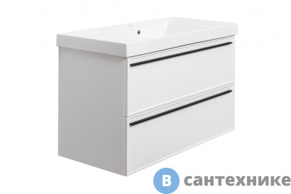 картинка Тумба под раковину La Fenice Elba Twin Bianco 100 см белая матовая (FNC-01-ELB-B-100-2)