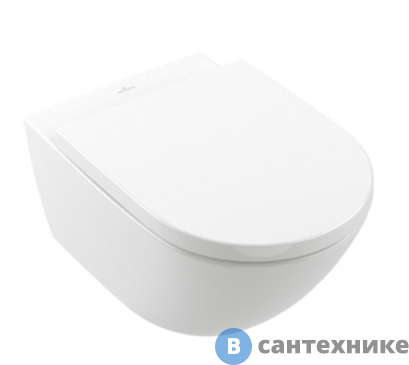 картинка Унитаз подвесной Villeroy & Boch Subway 3.0 4670TS01 горизонтальный выпуск, с сиденьем QuickRelease и SoftClosing