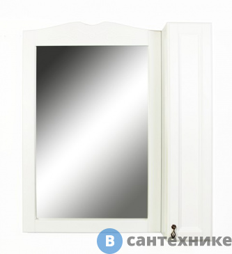 картинка Зеркальный шкаф Orange F7-85ZS3 Классик 85 см со встроенным светильником, белый (молочный), бронзовая фурнитура 85х99,5х16 см