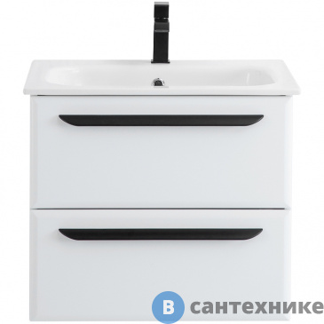 картинка Тумба под раковину Cezares ECO-CER подвесная с двумя выкатными ящиками, Bianco Opaco, 570x450x500, ECO-CER-600-2C-SO-BO