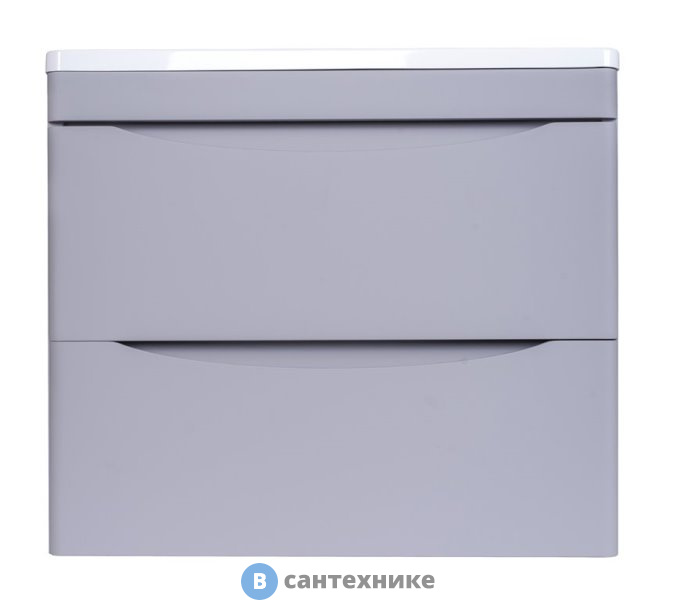 Тумба под раковину Style line Бергамо мини 60 (2 ящ.) Люкс антискрейтч серый, подвесная PLUS (2000565459006)