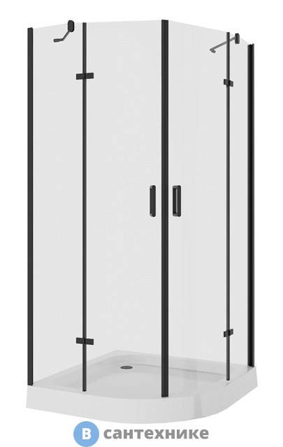 Душевой уголок Niagara NG-6816-08 black (100*100*190) полукруг, двери распашные, без поддона