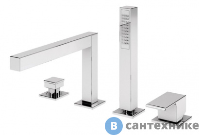 картинка Смеситель Cezares PORTA-BVDM4-01 на борт ванны с выдвижным душем и переключателем, хром