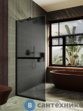 картинка Душевая перегородка в профиле MaybahGlass 1950*690 Стекло 8 мм Графит матовый +Полотенцесушитель (MGD-724-6у)